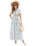 Picture of YOHOYO Women Casual Summer Dresses Floral Print Cut-Out Maxi Dress Elegant Polyester Summer Dress for Women Travel Vacation