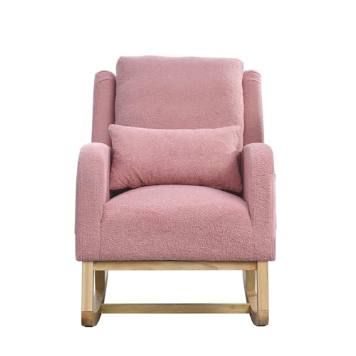 SPOFLYINN Rocking Chair, One Size, Pink Teddy
