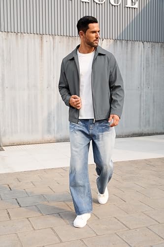 Image of QTE Lightweight Jackets for Men Casual Windbreaker Stylish Light Fall Spring Golf Work Dress Business Coat