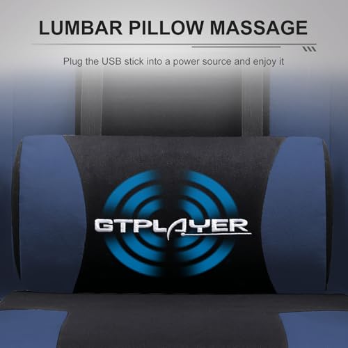 Miniatura 8 de Gtplayer Silla Gaming Con Masajeador Ergonómica Silla Gamer Con Reposapiés Reposacabeza, Silla De Oficina Ergonómica, Soporte Lumbar, Silla Juego Ajustable En Altura, Tela Azul