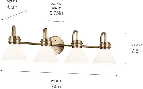 Miniatura 3 de Kichler Farum - Tocador de 4 luces de 34 pulgadas con cristal de ópalo en bronce champán