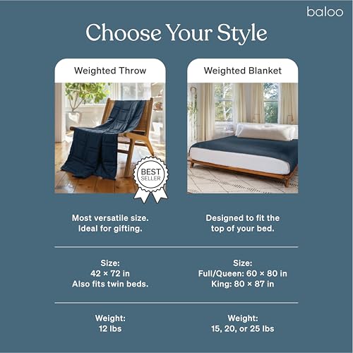 Baloo Weighted Blanket for Adults 20 lb (Navy Blue, 60"x80") | Cool & 100% Cotton | Machine Washable & Dryer Safe | Glass Microbead Fill - Image 7