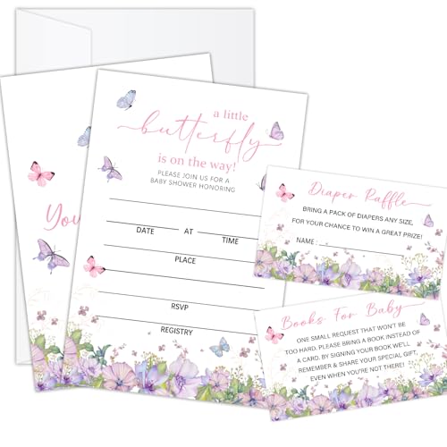 Zgogy Butterfly Baby Shower Invitations & Raffle Tickets