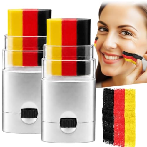 Deutschland Schminke Stift,2 Stück Schwarz Rot Gold,Gesichtsbemalung Flagge
