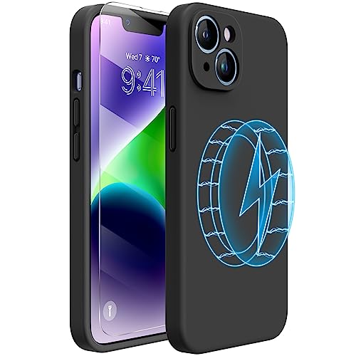 Miracase Magnetic Case Designed for iPhone 14 Case with Screen Protector,[Upgraded Enhanced Camera Protection],Shockproof Liquid Silicone Case 6.1 inch,Black-Magnetic by Miracase - Used condition - US$11.17