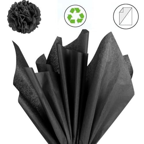 Voarge 100/120 Blatt Seidenpapier 35 x 50 cm, Bastelpapier Geschenkpapier für Geschenkverpackung Geburtstagsfeier Hochzeit Kunsthandwerk (Schwarz)