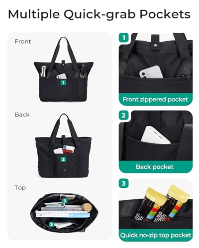 Image of BAGSMART Tote Bag for Women, Foldable Tote Bag With Zipper Travel Shoulder Bag Handbag for Work