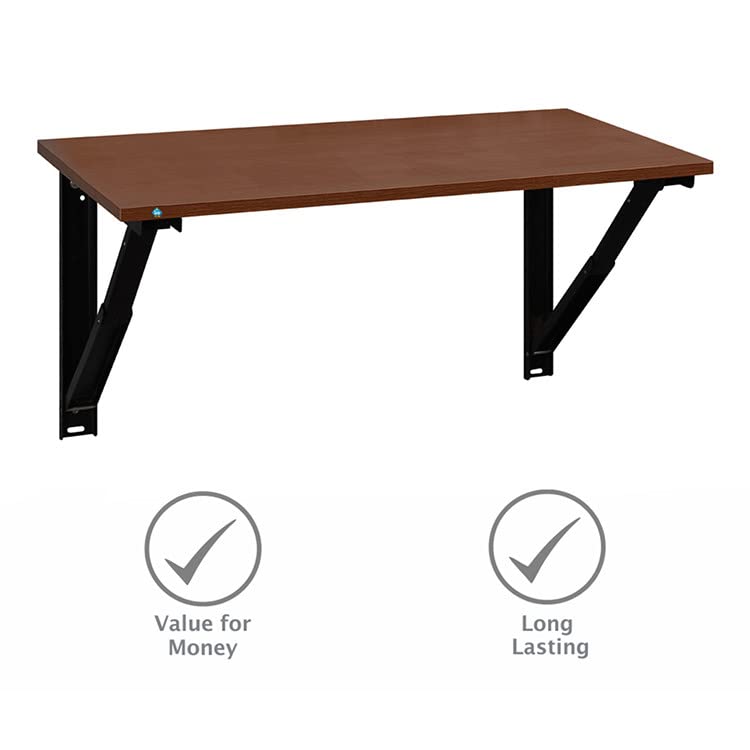 Image of DELITE KOM Geni Engineered Wood Study Table /Wall Mounted Shelf Desk for Adult /Kids Use in Home /Office (Acacia Dark, 45.4 D x 89.6 W x 32 H)