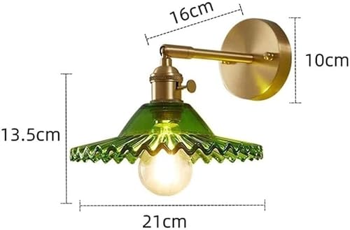 Miniatura 3 de Vintage Green Ribbed Glass Wall Sconce with Gold Brass Lamp Body Hardwired Adjustable Wall Light Fixture E26E27 Base for Bedroom Living Room Hallway