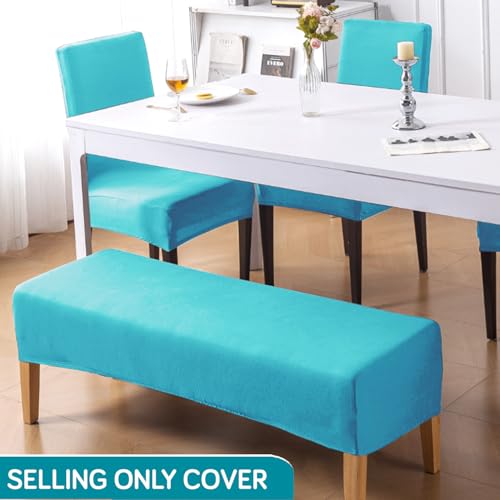 Image of HOKIPO 'SereneSolids' 140 GSM Dining Chair Cover Set of 4 with 1 Bench Cover, Sky Blue (AR-6282-SBL)