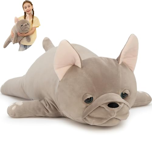Tezituor 2.5 lb French Bulldog Plush Pillow, 30 Inch Large Frenchie Stuffed Animal Dog Pillow, Soft Stuffed Dog Hugging Pillow for Adults Kids, Sofa Cushion, Bed Pillow, Home Decor Gift