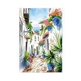 BIRART Póster de lienzo con diseño de acuarela de Córdoba, regalo de viaje, 50 x 75 cm
