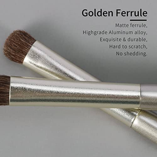 Natural Pony Hair Eye Shadow Brush By Enzo Ken, Medium Smudge Eyeshadow Brush, Shader Eye Shadow Brush, Eye Smudge Brush, Single Eyeshadow Brush, Eye Brushes, Eyeshadow Blending Brush, Single Eye Makeup Brushes, Single Natural Hair Makeup Brush. (Gold, E203M) #TOP4