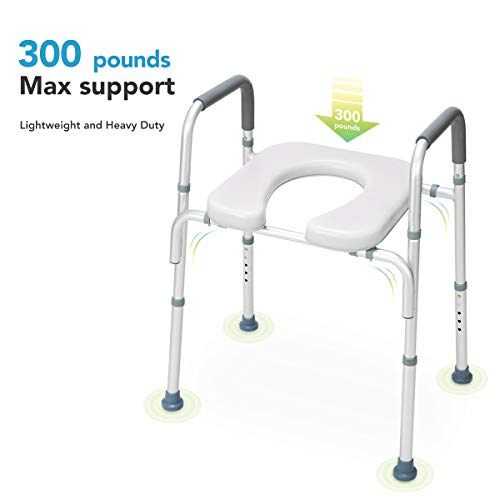 Oasisspace Stand Alone Raised Toilet Seat 300Lb - Heavy Duty Medical Raised Homecare Commode And Safety Frame, Height Adjustable Legs, Bathroom Assist Frame For Elderly, Handicap, Disabled #TOP2