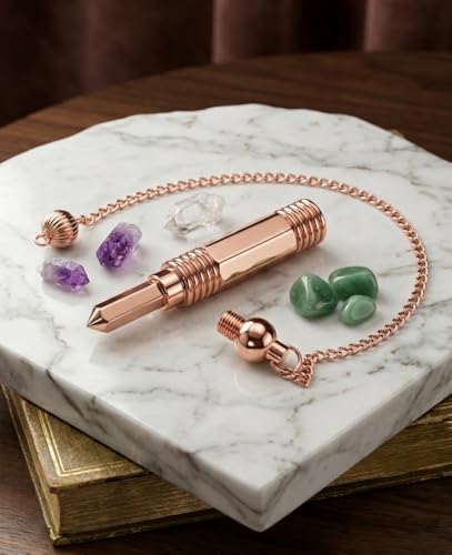 Image of Pencil Design Copper Pendulum for Reiki Healing, Dowsing & Chakra Balancing - Divination & Meditation Tool for Energy Cleansing