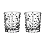 Elegante Paquete de 2 vasos cristal transparente sin plomo, exquisitos con relieve diamante for agua, jugo, leche y whisky Cristalería(Pequeño)