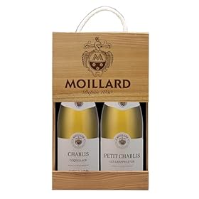 Moillard – Gift box Chablis and Petit Chablis, Chardonnay White wine, Burgundy Wines in wooden case (2 x 0,75L)