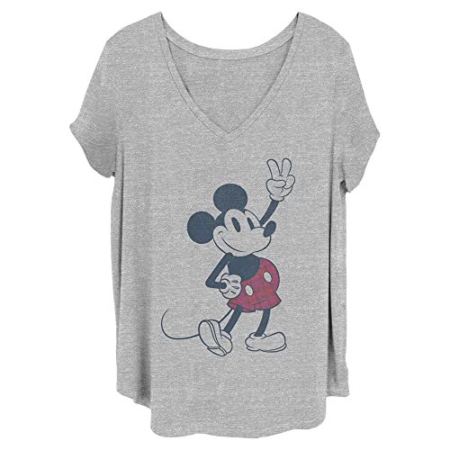 T-shirt Mickey Disney femme grande taille t-shirt manches courtes plaid