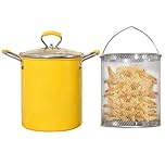 PARACITY Small Deep Fryer Pot with basket, Mini Deep Oil Fryer with Anti-scalding Silicone Handle, 304 Stainless Steel Gadgets for Home, Tempura Chips, Fries, Fish, and Chicken(3.2QT/3L)