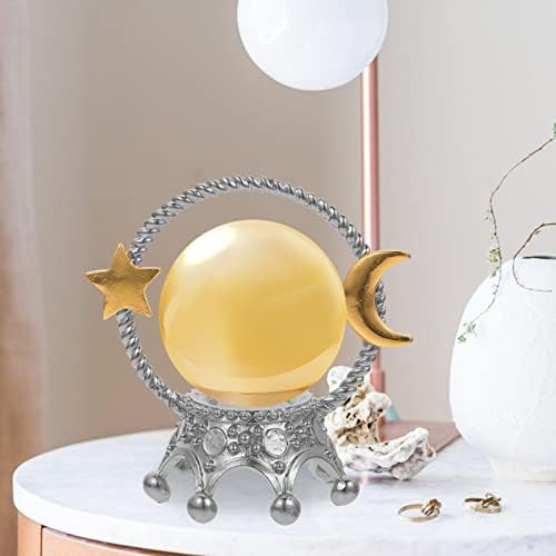 BESPORTBLE 2pcs Crown Shaped Crystal Ball Stand Moon Star Glass Ball Holder Display Stand Base Sphere Display Rack for Crystal Ball Sphere Desktop Decoration Silver