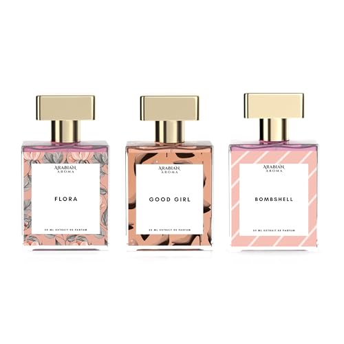 Arabian Aroma Luxury Perfume Gift Set For Women | Premium Long Lasting Perfumes for Womens And Girl | Eau De Parfum | Perfume Set For Womens | Gift Pack | Flora, Good Girl & Bombshell (30ml)