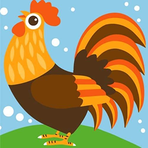 Arte Vita DIY Acrylic Painting, Paint by Number Kits for Kids Beginner - Cute Rooster 8  x 8 
