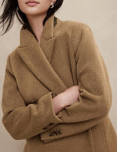 QIBABU Womens Winter Wool Blend Pea Coat Short Double Breasted Notched Lapel Blazer Overcoat2