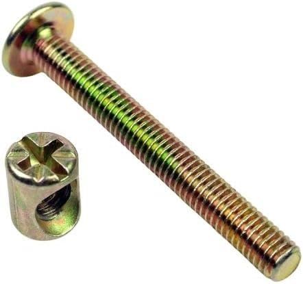 Viti a croce, viti autofilettanti, 10 pezzi M6 Bulloni for mobili Set di dadi Vite a esagono incassato Dadi cilindrici Vite a testa zincata Accessori di fissaggio hardware(M6x70mm)