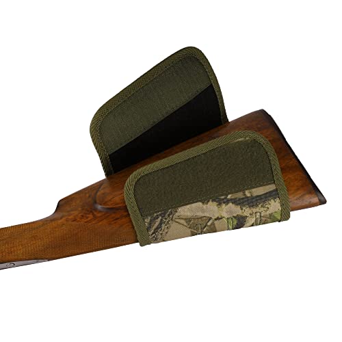 Bronzedog Buttstock Rifle Cartridge Ammo Holder 12 16 Gauge Nylon Camo Shell Holder Hunting Pouch Shotgun Stock Right Handed (Green Oak Camo) #TOP3
