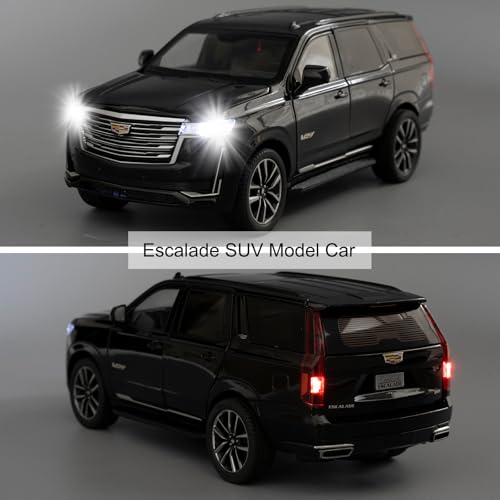 1:24 Escalade SUV Car Model, Alloy Pull Back Toy Car Diecast Toy Vehicle with Sounds&Lights for Kids and Adults, Model Cars Gift Black - Image 6