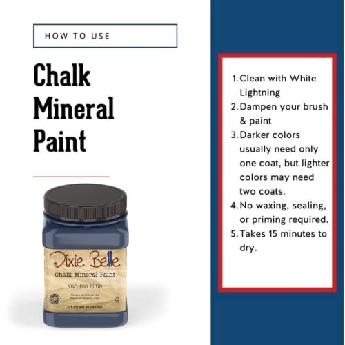 Dixie Belle Paint Company Chalk Finish Furniture Paint | Yankee Blue (32Oz) | Matte Cool Navy Chic Chalk Mineral Paint | Diy Furniture Paint | Made In The Usa #TOP2