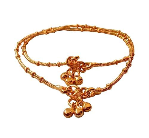 INEESS JEWELS Womens Alloy Steel Ethnic Pair Anklets | Traditional Latest Fancy Design Payal for Girls & Womens (Gold) (B0CYZYBTPV) Amazon Price History, Amazon Price Tracker