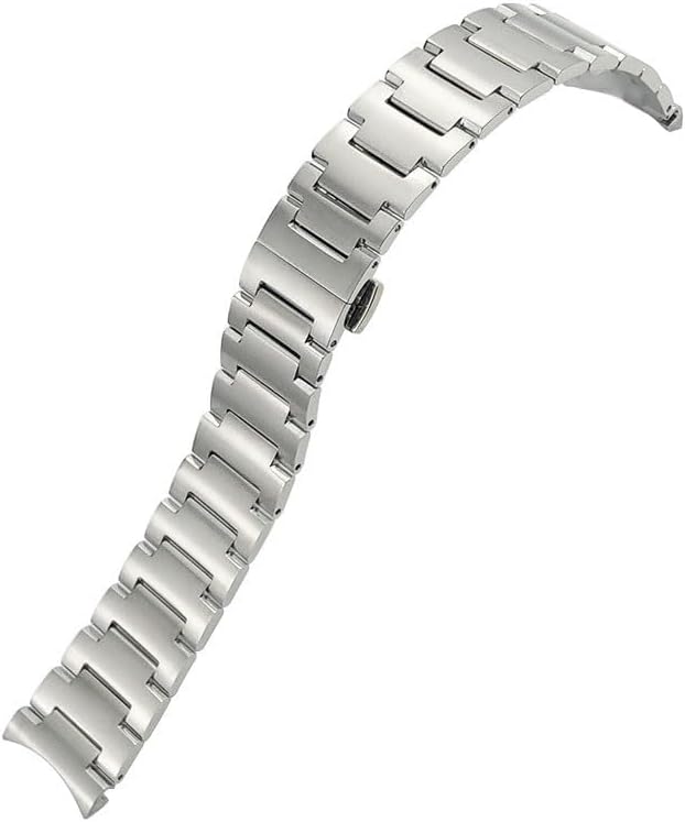 21mm Curved Solid Stainless Steel Watch Strap for Mido Commander Dial M021 Silver Bracelets