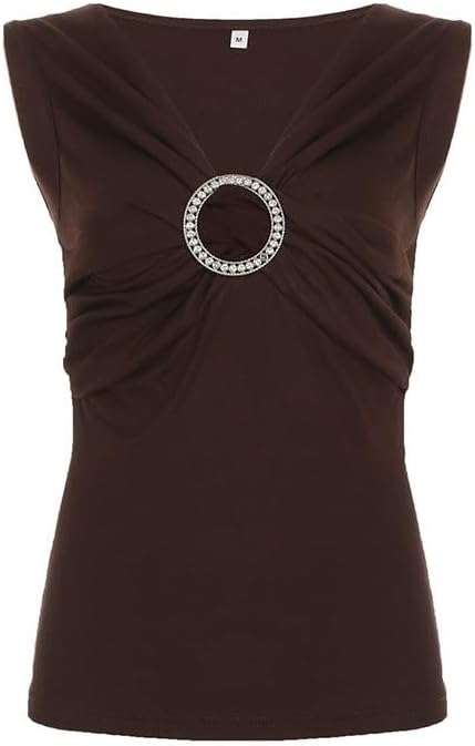 Retro Base Shirt V-Neck Decoration Waist Slimming Knitted Vest Top for Women