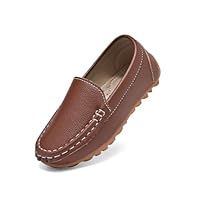 Yeeteepot Kinder Mokassins Jungen Bootsschuhe Mädchen Flache Halbschuhe Weich Loafers rutschfest Oxfords Slippers Bequem Lauflernschuhe Braun 31 EU = Etikett 32