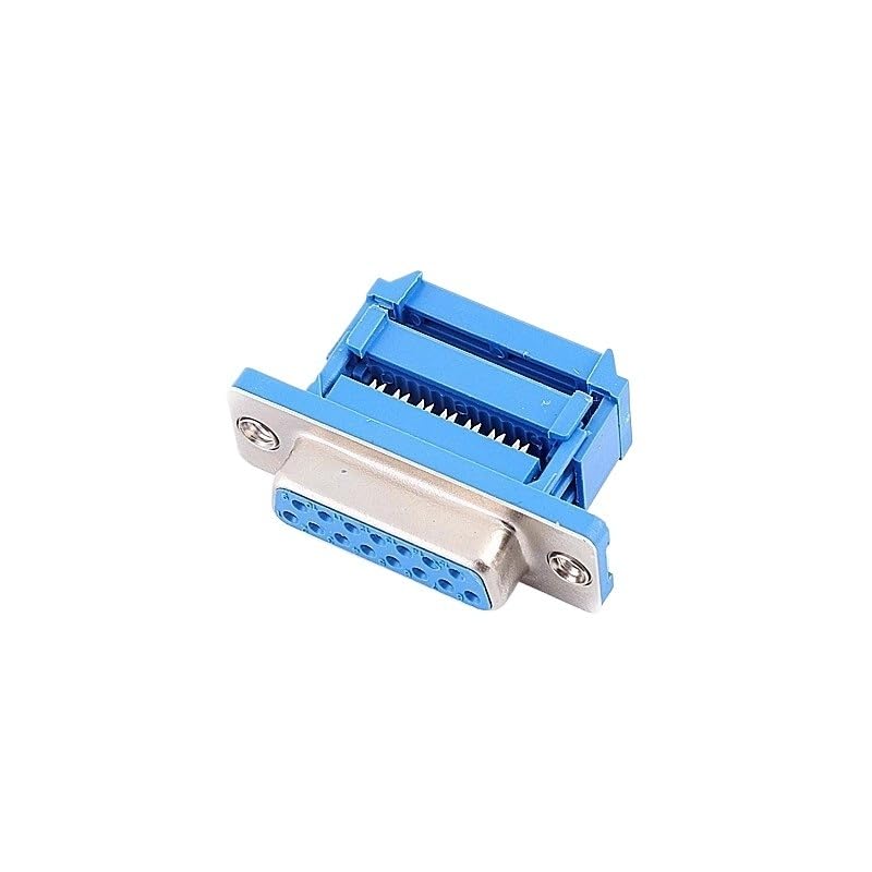 Image of 5PCS DIDC Series DB9 /15 /25 /37 Male /Female Blue Connector Serial Port Socket Connector IDC Crimp Type D-SUB RS232 Adapter(Female,DB15)
