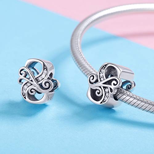 Image of Eternalll Jewellery - Spacer Beads Authentic 925 Sterling Silver Charms Vintage A-Z Letter Alphabet Charms for Bead Bracelets Women Charm Diy Jewelry