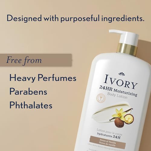 Image of Ivory Hand & Body Lotion, 24hr Moisturizing, Repairs Extra Dry Skin, All Day Hydration, Lightweight Formula, Absorbs Instantly, Perfect for Daily Use, Shea Butter Blend, Vanilla Scent, 27 fl oz