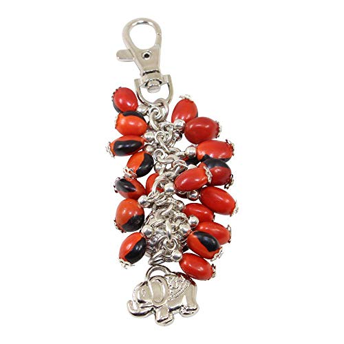 Peruvian Souvenir Gift Red Silver Elephant Handmade Keychain (4