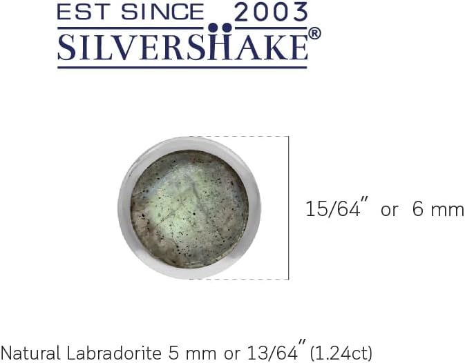 Silvershake 5MM Round Shape Cabochon Birthstone Gemstones White Gold Plated or Yellow Gold Plated 925 Sterling Silver Stud Post Earrings Jewelry for Women or Teens