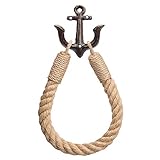 Soporte de papel higiénico náutico rústico industrial montado en la pared de papel higiénico náutico anillo de toalla con gancho de metal para decoración de baño (marrón)