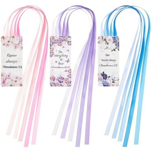 Outus 3 Pieces Bible Ribbon Bookmark Markers Artificial Leather Bookmark with Ribbons for Books Office(Rose Pink)