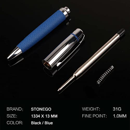 Stonego Pu Leather Ballpoint,Anti-Slip Retractable Smooth Writing Elegant Executive Signature Pen Stationery Gift For Men,Women,School,Office,Business Black Ink Medium Point (1.0Mm) (Blue) #TOP2