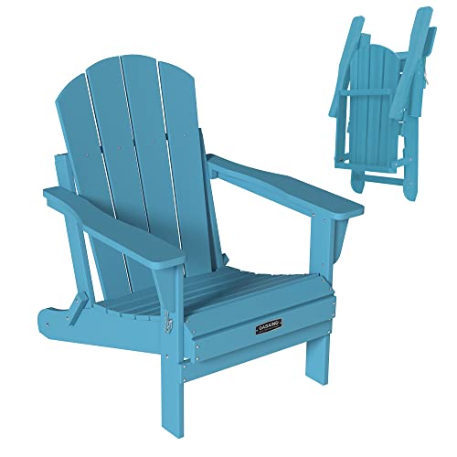 Casainc Folding Patio Adirondack Chair Lawn Garden Chair Backyard Porch Weather Resistant Outdoor Deck Chair, Widened Armrests 4.7 Inches, Load Capacity Of 380 Lbs Light Blue #TOP5