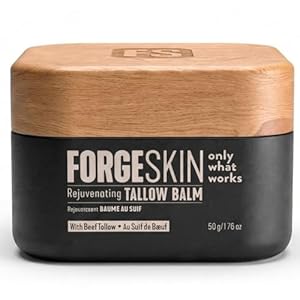 FORGE SKIN Wrinkle Defense Beef Tallow Balm for Men, Face Moisturizer, Anti-Aging Skin Cream, Natural Facial Care Lotion with Essential Oils, 50 ml