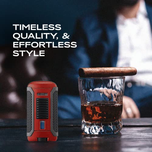 Colibri Apex One-Touch Lighter For - Refillable Butane Torch With Adjustable Flame And Fuel Window - Single-Action Ignition, Portable Design - Metallic Finish With Gunmetal Trim #TOP3