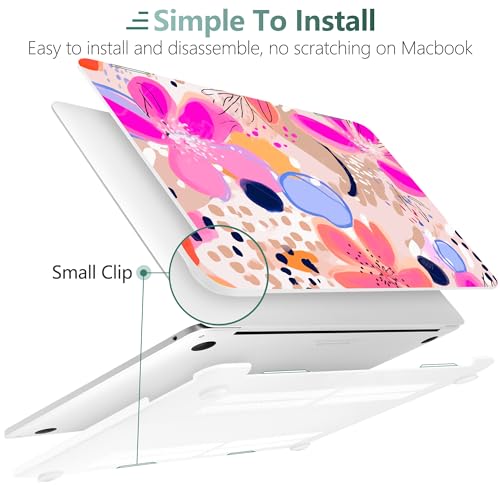 DONGKE Compatible with MacBook Pro 13 inch Case 2024 2023-2020 Release A2338 M2/M1 A2251 A2289 with Retina Display & Touch ID, Plastic Hard Shell & Keyboard Cover & Screen Film - Floral Artistic by DONGKE - Image 3