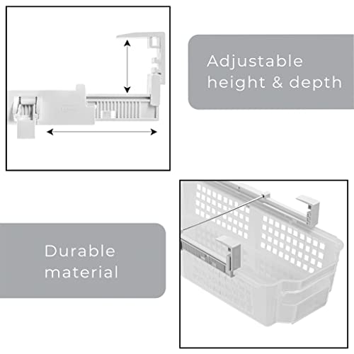 Smart-Design-Adjustable-Pull-Out-Refrigerator-Drawer-Medium-Extendable-Rails-and-Handle-BPA-Free-Plastic-Holds-15-lbs-Fridge-Bin-Freezer-Container-Food-Shelf-Organizer-Kitchen-Clear