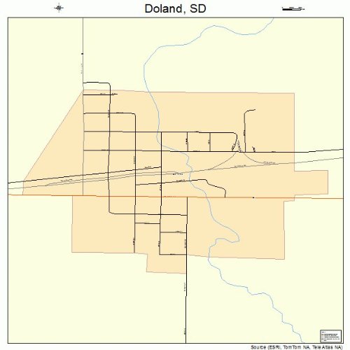 Large Street & Road Map of Doland, South Dakota SD Printed poster size wall atlas of your home