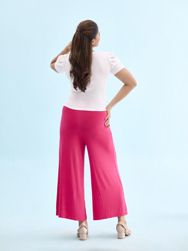 Image of GO COLORS Soft Viscose Knit Palazzo Full Length for Women| Breathable, Mid Rise